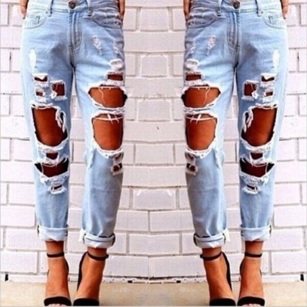 ripped fitted jeans