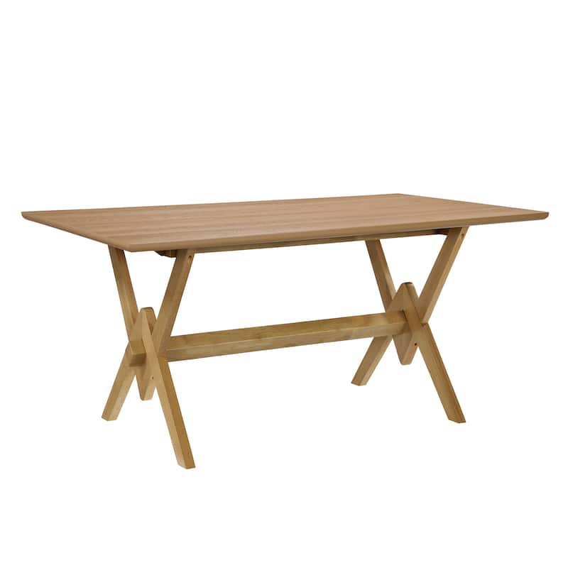 Christopher Knight Home - Vail Farmhouse Rubberwood + MDF Double V Dining Table - 63" Rectangular 6-Seater