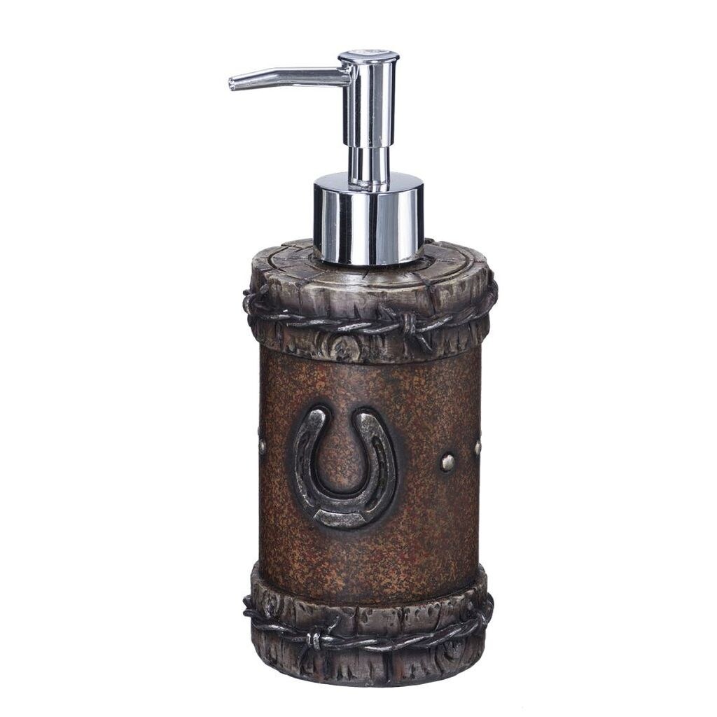 Shop Black Friday Deals On Tough 1 Western Decor Soap Pump Horseshoe Barbwire Brown Overstock 19962028