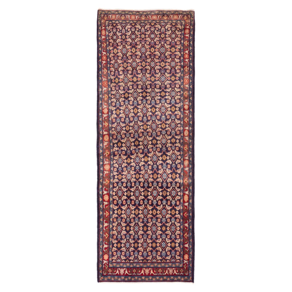 ECARPETGALLERY Hand-knotted Andelz Dark Navy Wool Rug - 3'5 x 10'0