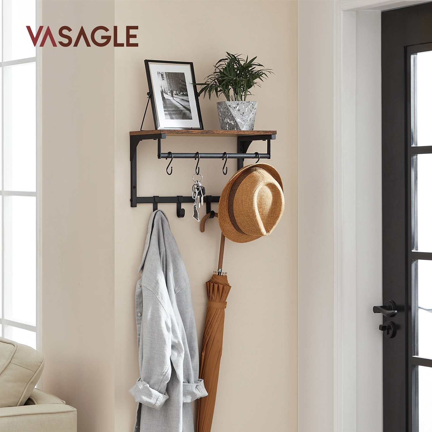 Laundry room shelf shop with hooks