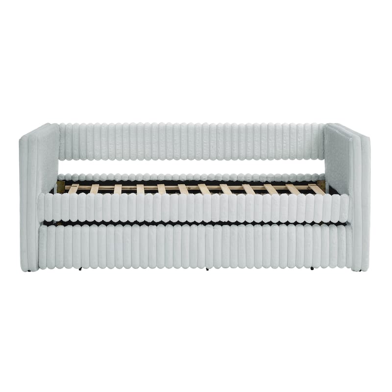 Daybed, Upholstered sofa bed,The bottom pulls out to form a bed ,Striped corduroy fabric