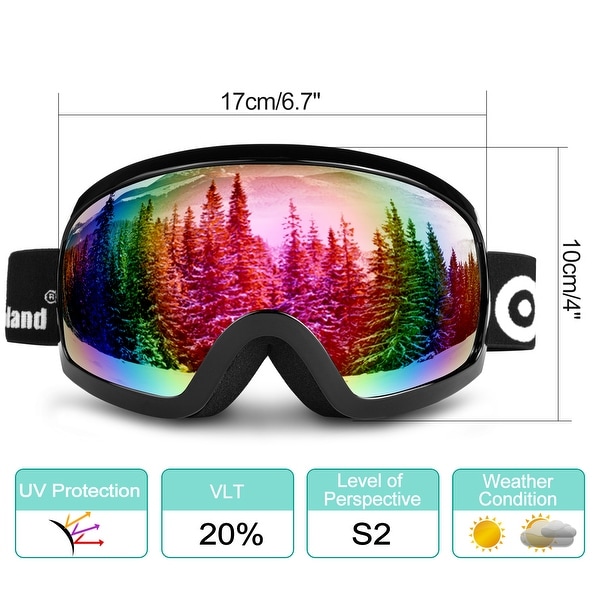 Odoland S2 General OTG Ski Goggles Double Anti-Fog Lenses w/ UV400 Protection for Adult Snowboarding Skating Sledding