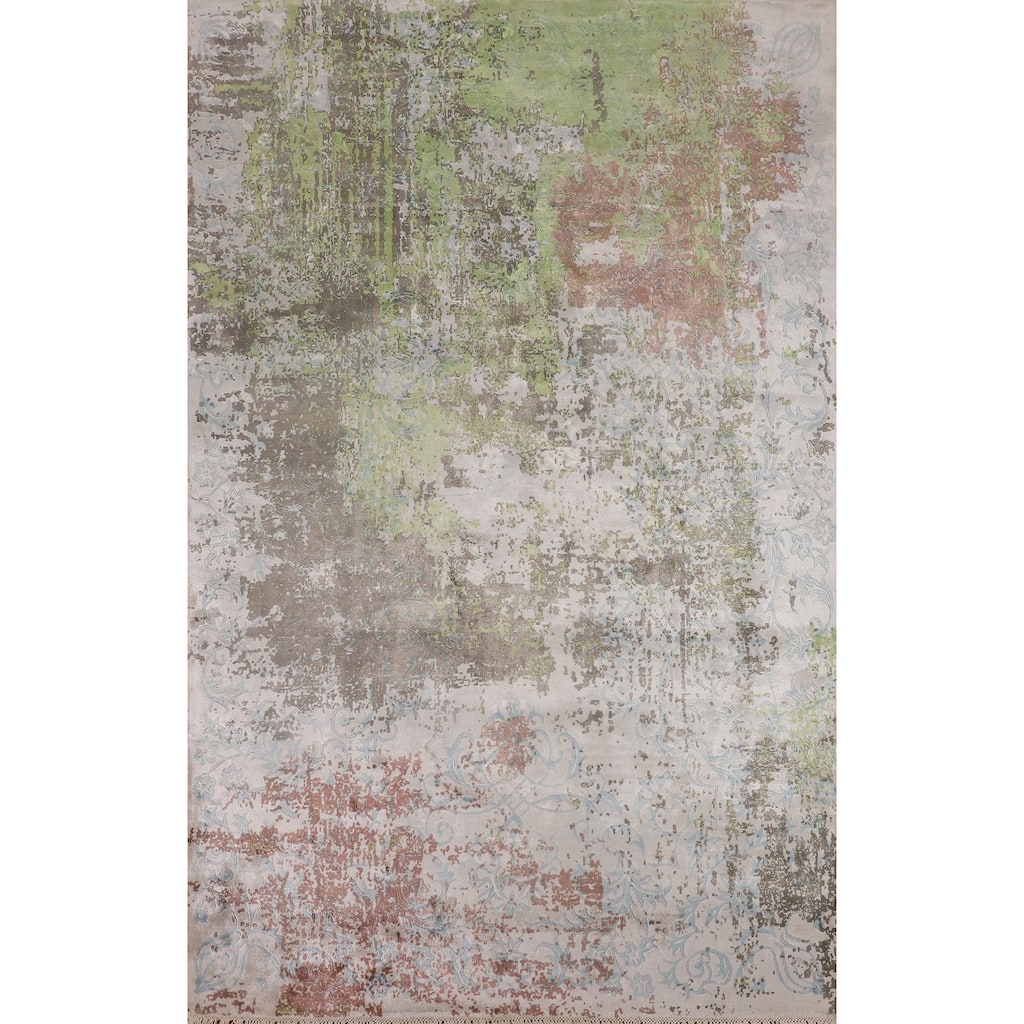 Multicolor Modern Abstract Area Rug Hand-Knotted Wool Carpet - 5'7"x 8'0"