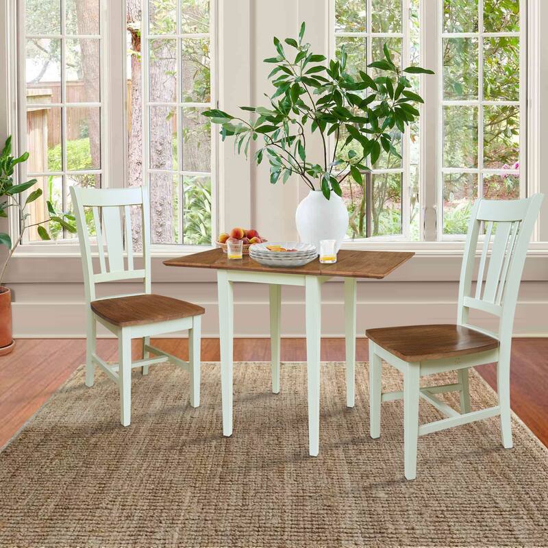 Small Drop Leaf Dining Table with 2 Chairs - 3 Piece Set