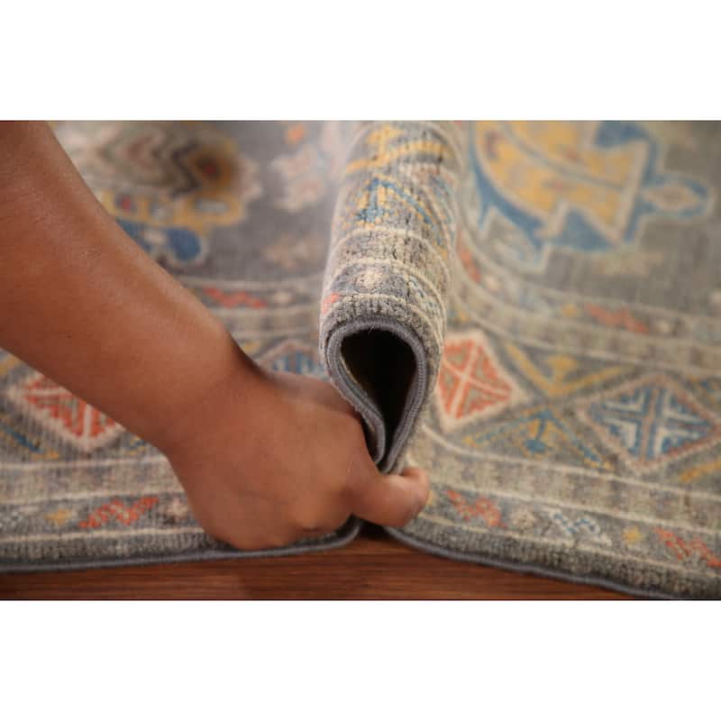 Kazak Oriental Area Rug Handmade Wool Carpet - 4'0"x 5'10"