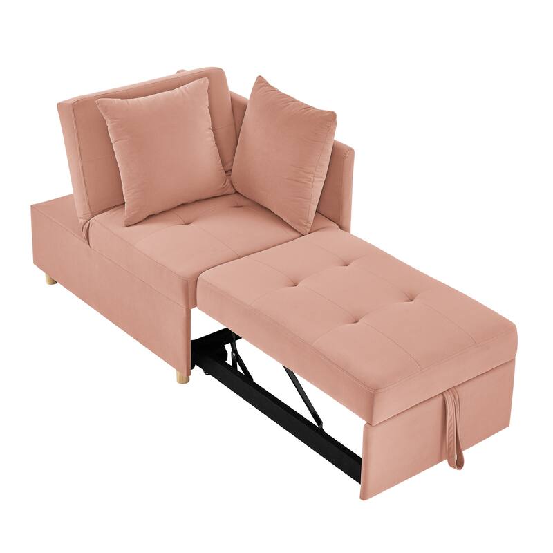 Roomfitters Convertible Sleeper Sofa Chair with Adjustable Backrest, Pullout Bed and Wheels, Linen Fabric