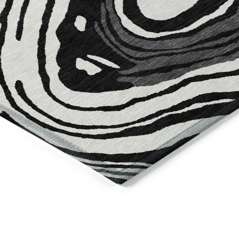 Machine Washable Indoor/ Outdoor Abstract Brushstrokes Chantille Rug