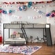 preview thumbnail 1 of 8, L-Shaped Twin over Full Bunk Bed with Twin Size Loft Bed,Built-in Desk&Slide,Space-Saving Loft Bed for 3,Easy Assembly,Black Black - Twin