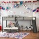 preview thumbnail 2 of 8, L-Shaped Twin over Full Bunk Bed with Twin Size Loft Bed,Built-in Desk and Slide,Black