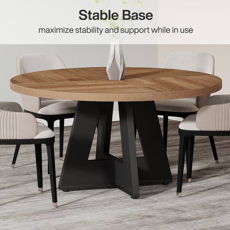 47-inch Round Conference Table for 4-6 People, Wooden Meeting Room Table