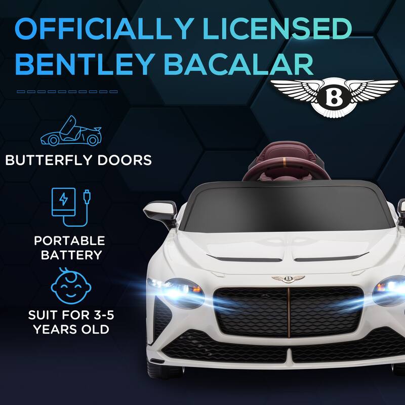 Aosom Bentley Bacalar Licensed Kids Ride on Car with Butterfly Doors, 12V Electric Car for Kids with Remote Control