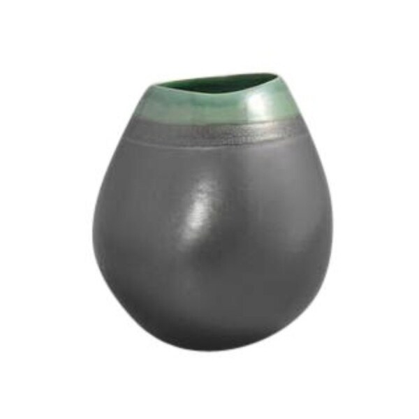 Flamboyant Ceramic Decorative Bulb Vase, Gray And Green