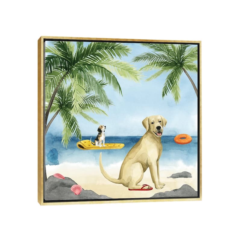 iCanvas "Dogs on Deck II" by Grace Popp Framed Canvas Print - Gold - 26x26