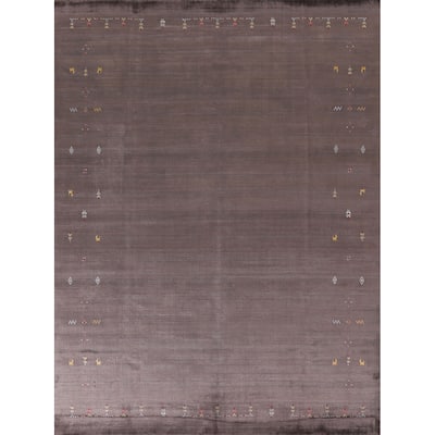 Brown Gabbeh Oriental Area Rug Handmade Wool Carpet - 8'1"x 9'10"