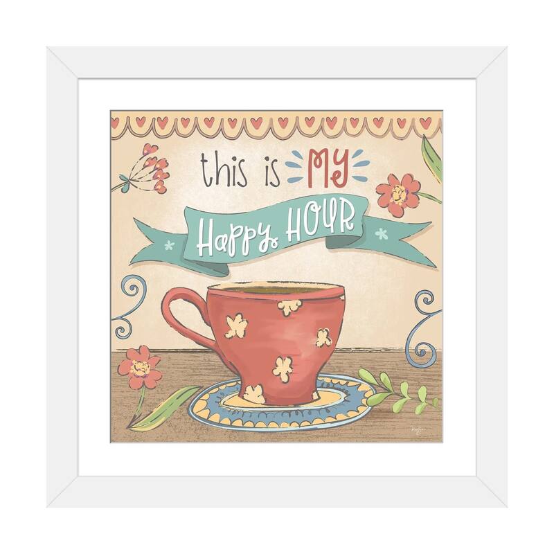 iCanvas "Coffee Happy Hour" by Mollie B. - White - 16x16x1