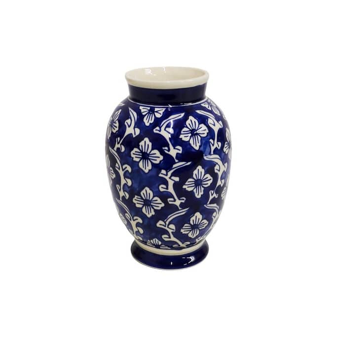 Home&Manor Classic Ceramic Vase Blue/White