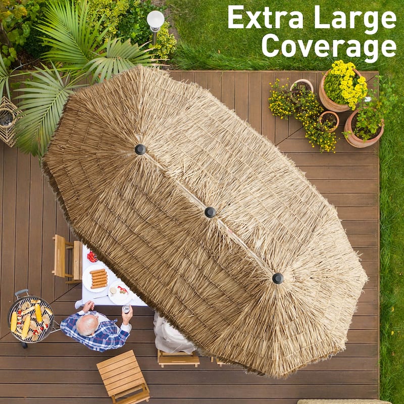 Autlaycil 13ft Extra Large Patio Umbrella with Solar Lights(Without Base)
