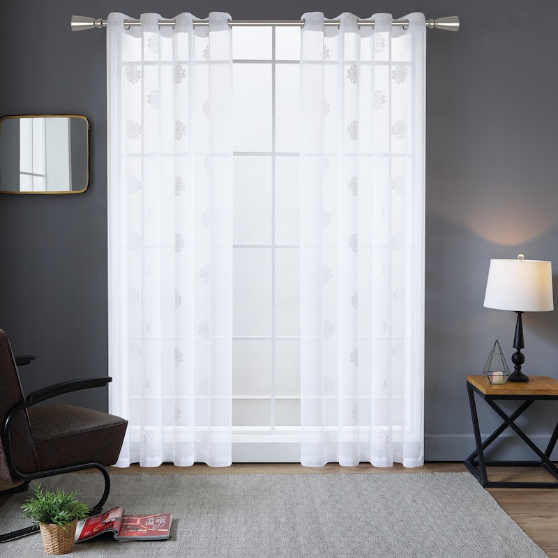 Lyndale Harper Embroidered Sheer Curtain - 95 - White