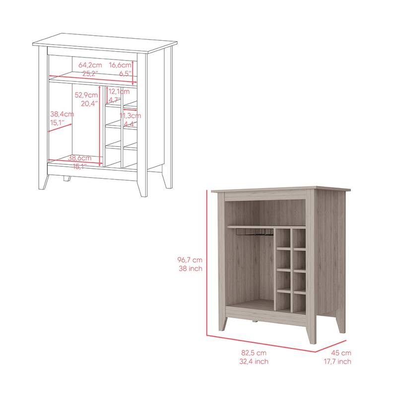 Bar Cabinet Castle With One Open Shelf And Six Wine Cubbies