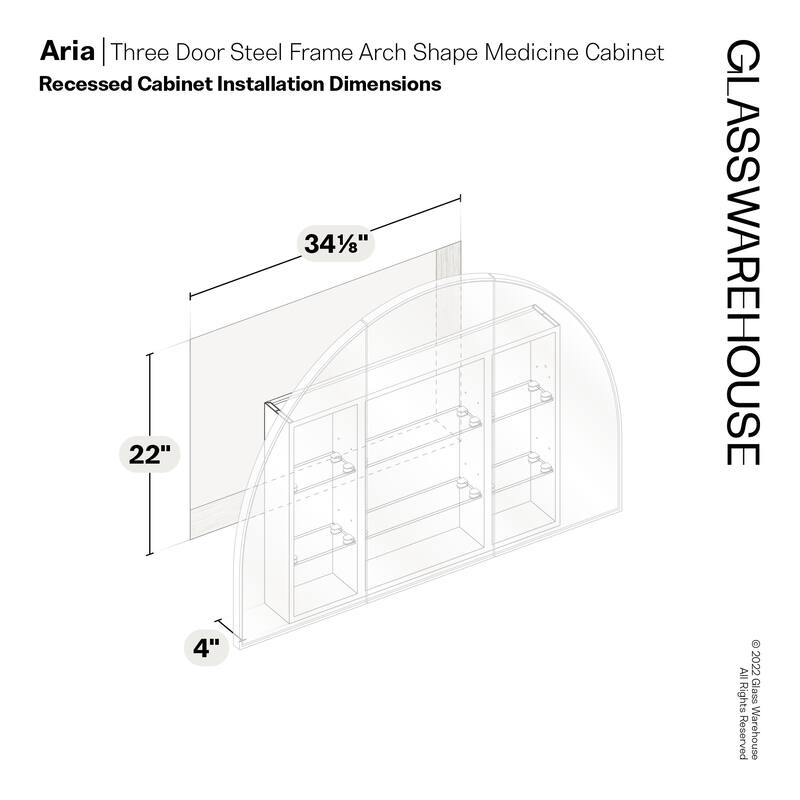 Glass Warehouse SC3-AR-48X32 Aria 48" x 32" Framed Triple Door