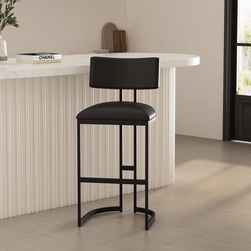 Manhattan Comfort Juno Metal Barstool - Black