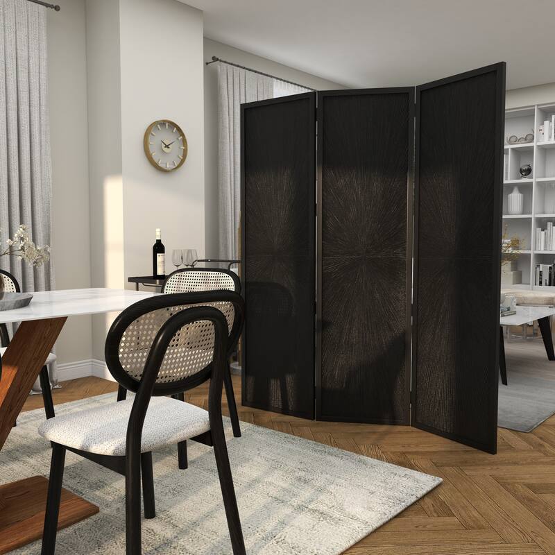 Black or White Mango Wood Contemporary Room Divider Screen with Carved Design - 60 x 70