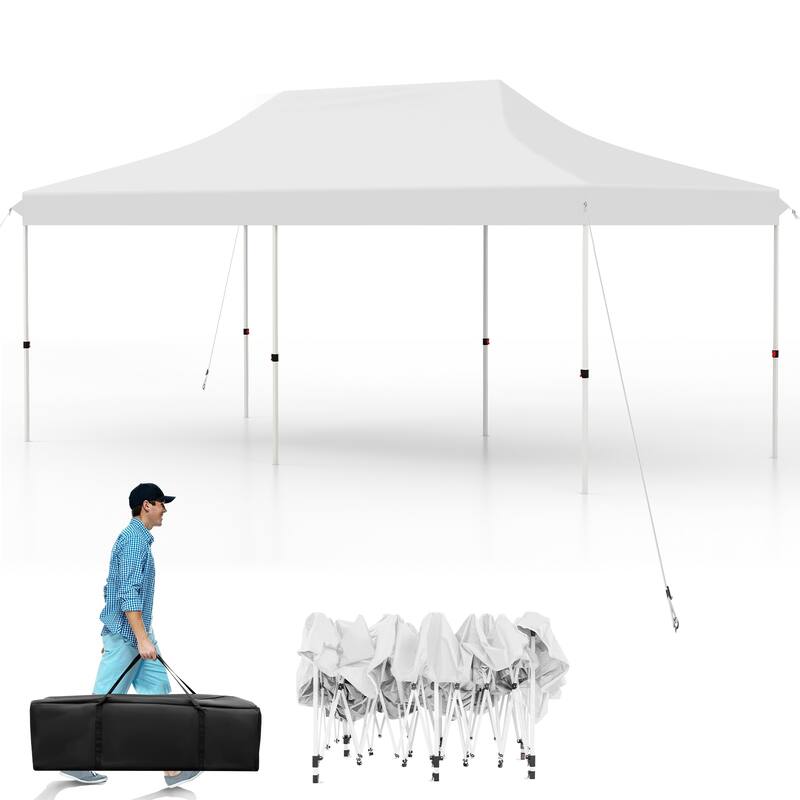 Pop Up Canopy Tent with 6 Sidewalls and Windows for Outdoor Events - 240” x 120” x 116.4”-124.8”