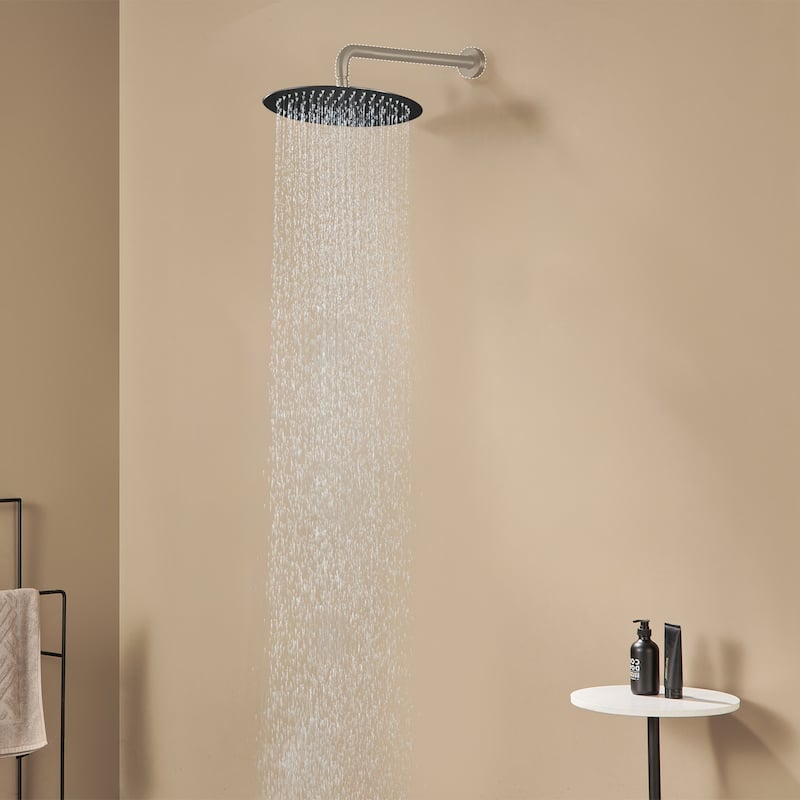 1-Spray Pattern with 2.5 GPM Round Ceiling Mount Rain Fixed Shower Head
