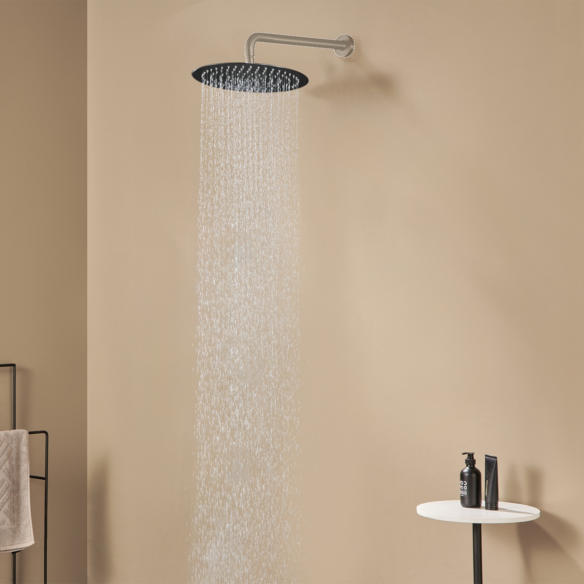 1-Spray Pattern with 2.5 GPM Round Ceiling Mount Rain Fixed Shower Head