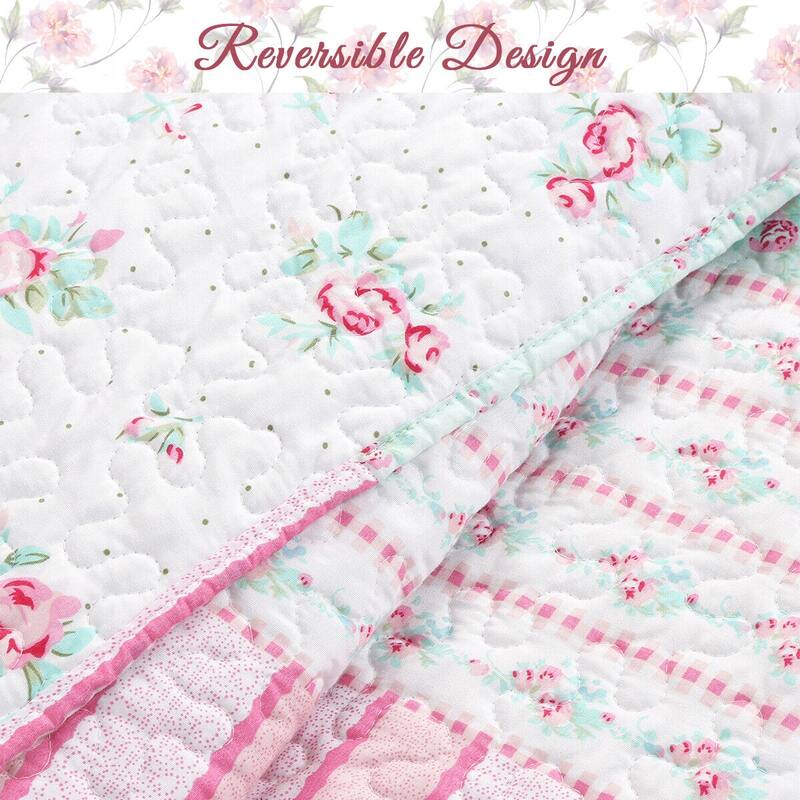 Cozy Line Tiffany Pink Garden Floral Reversible Bedding Quilt Set