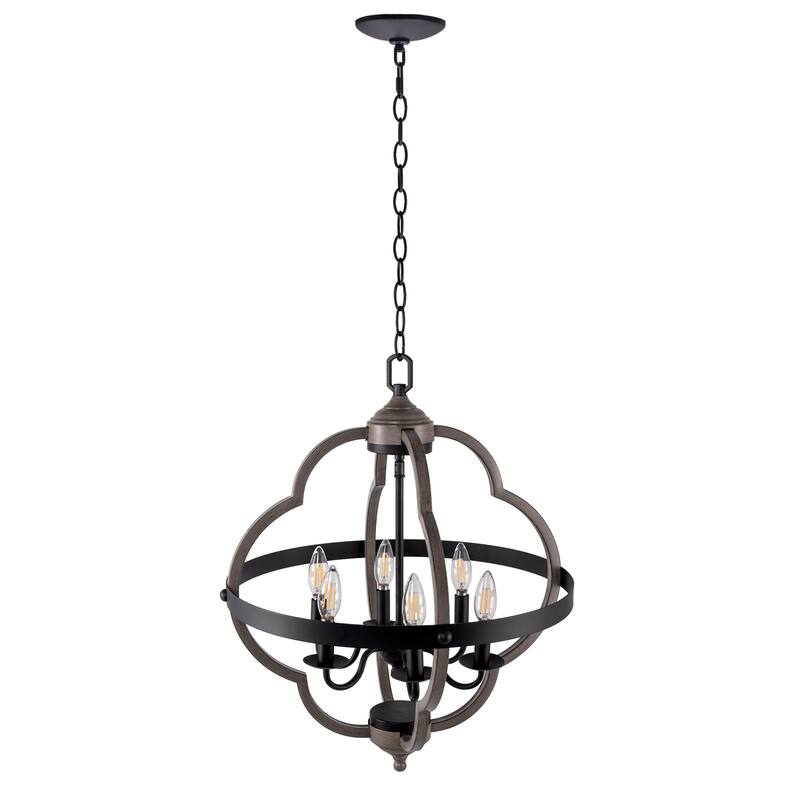 Adjustable Matte Black 6-Light Chandelier