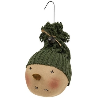 Charming Small Hanging Knit Hat Snowman Head for Christmas Decoration - 9.5" H x 4" diameter