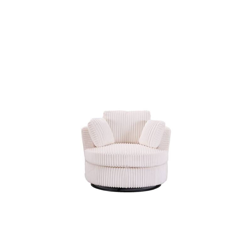 Corduroy 360° Swivel Barrel Chair with 4 Pillows and 400lb Weight Capacity