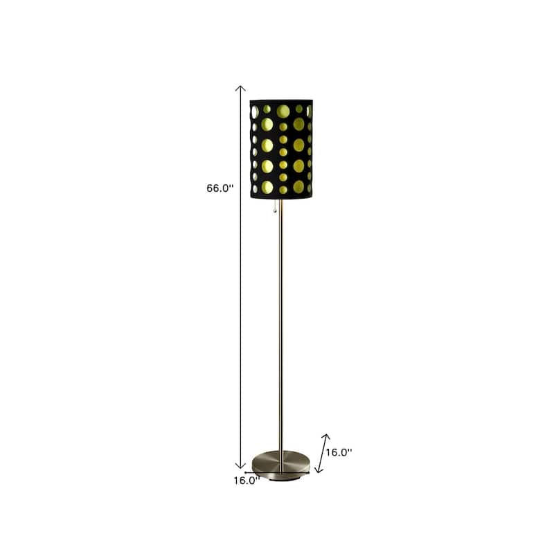 66" Steel Novelty Floor Lamp With Black And Green Drum Shade - 66 X 16 X 16