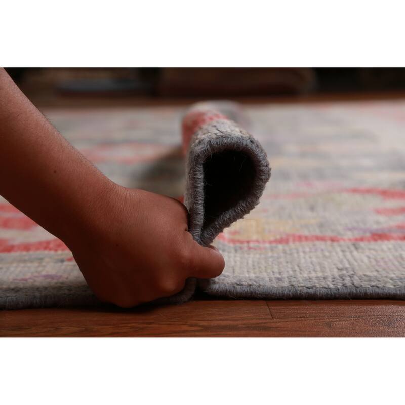 Hand Knotted Oriental 100% Wool Carpet Transitional All-Over Navy Blue & Blues Oushak Area Rug - 13' 9'' X 10' 2''