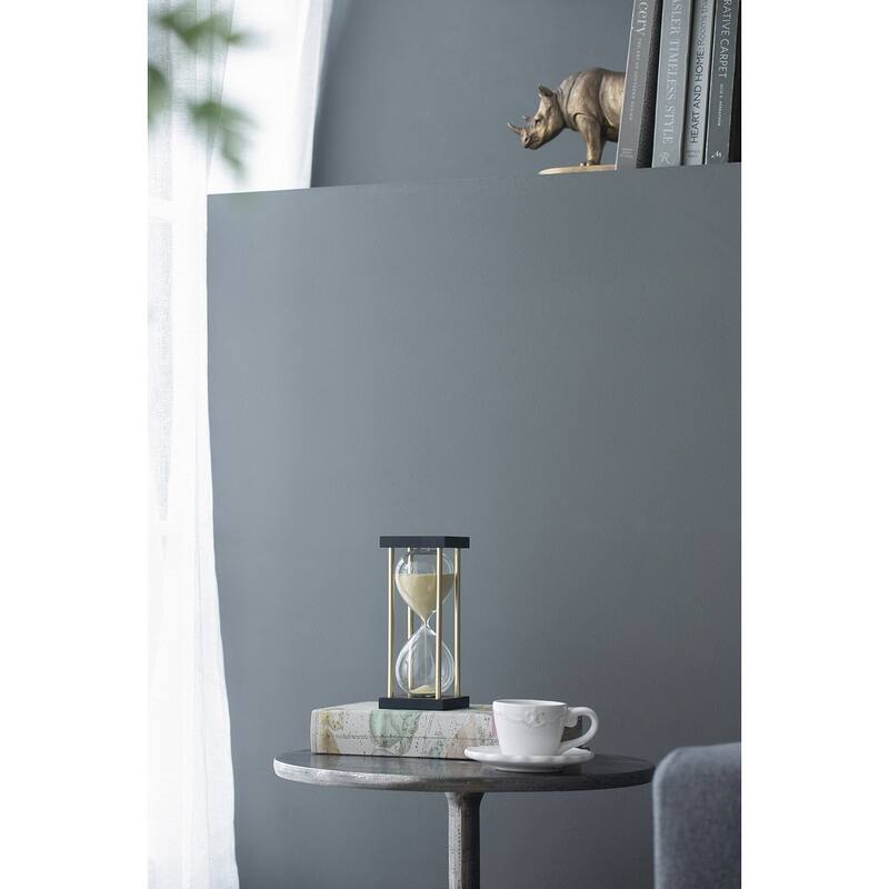 3x3x7" Spellman 15-minute Hourglass, framed with an Metal stand, Tan - Tan