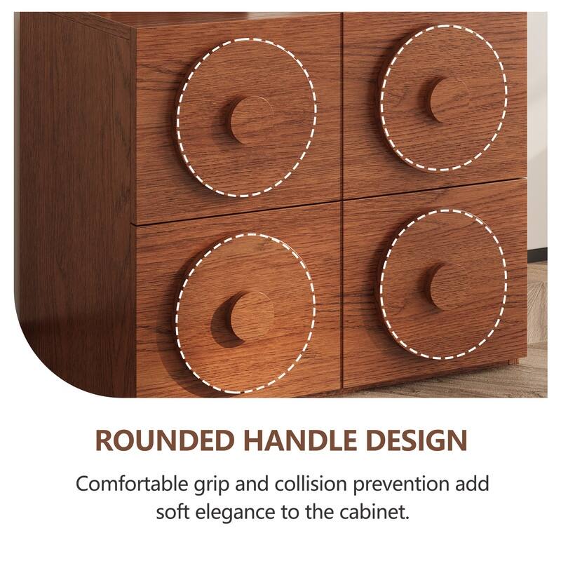 Modern 1-4 Pieces Modular Walnut Color Cabinets,TV Stands with Brown Solid Wood Veneer, Drawers & Caninets