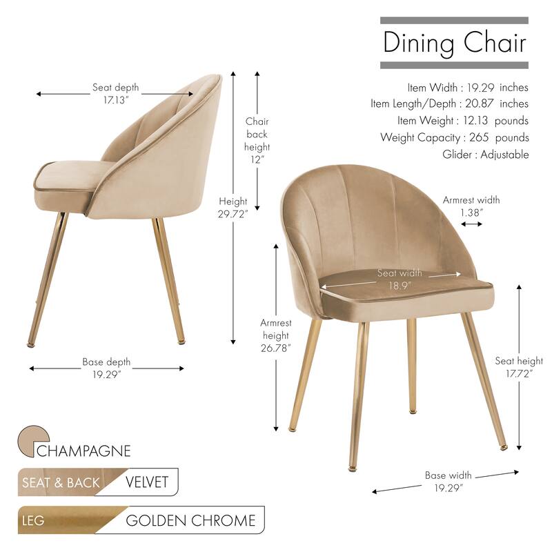 Porthos Home Daija Velvet Dining Chairs with Gold Legs