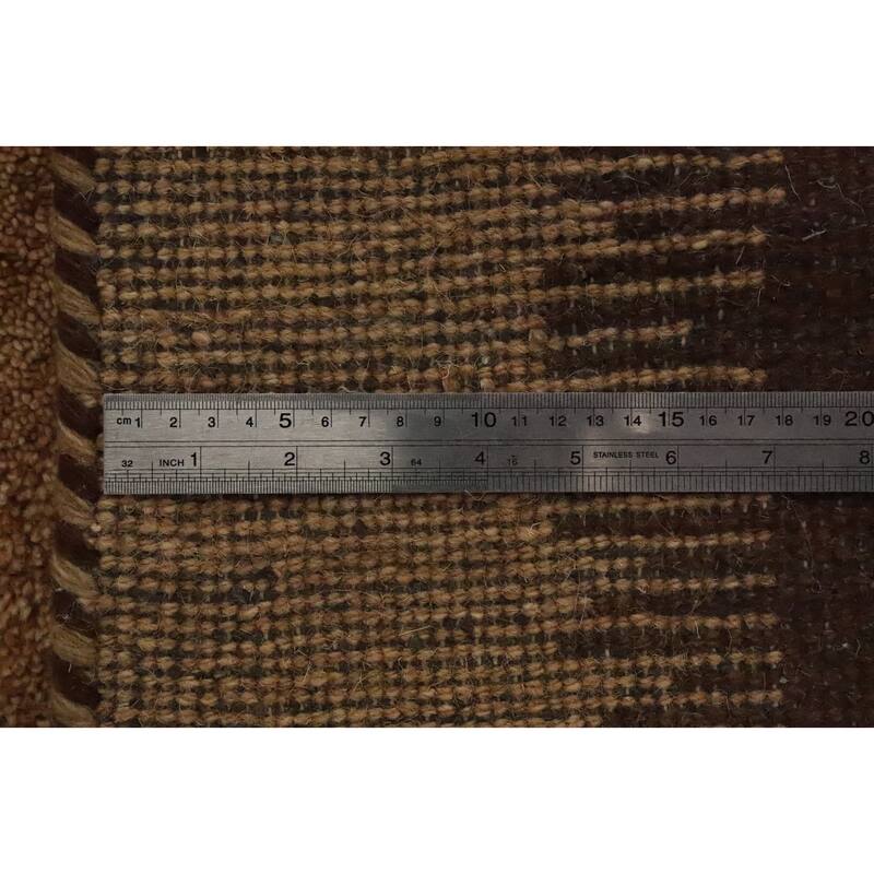 Hand Knotted Oriental 100% Wool Carpet Modern Geometric Brown Gabbeh Area Rug - 7' 11'' X 5' 8''