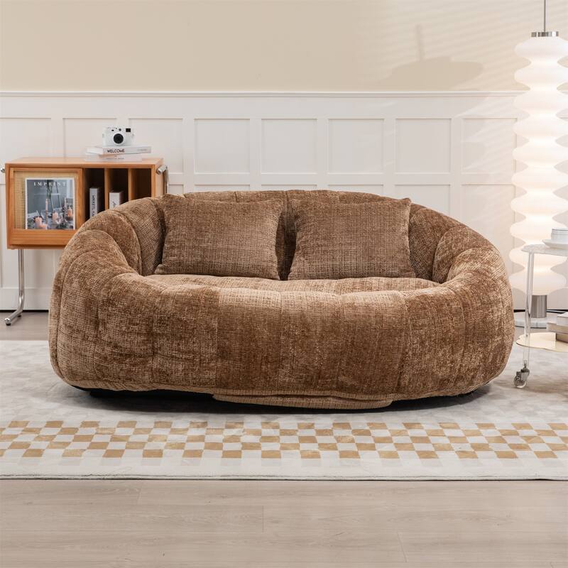 Chenille Bean Bag Chair Lazy Sofa - Coffee