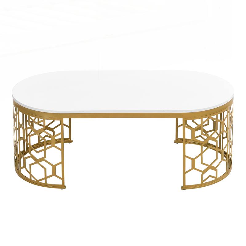 Modern Oval Coffee Table with Cut-Out Pattern