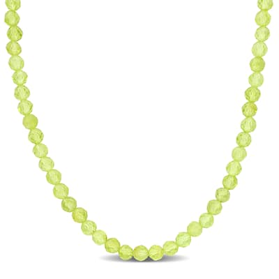 Miadora 11.33ct TGW 4mm Peridot Bead Necklace in Yellow Sterling Silver