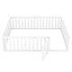 preview thumbnail 3 of 5, Queen Size Wood Floor Bed Frame with Fence and Door, White