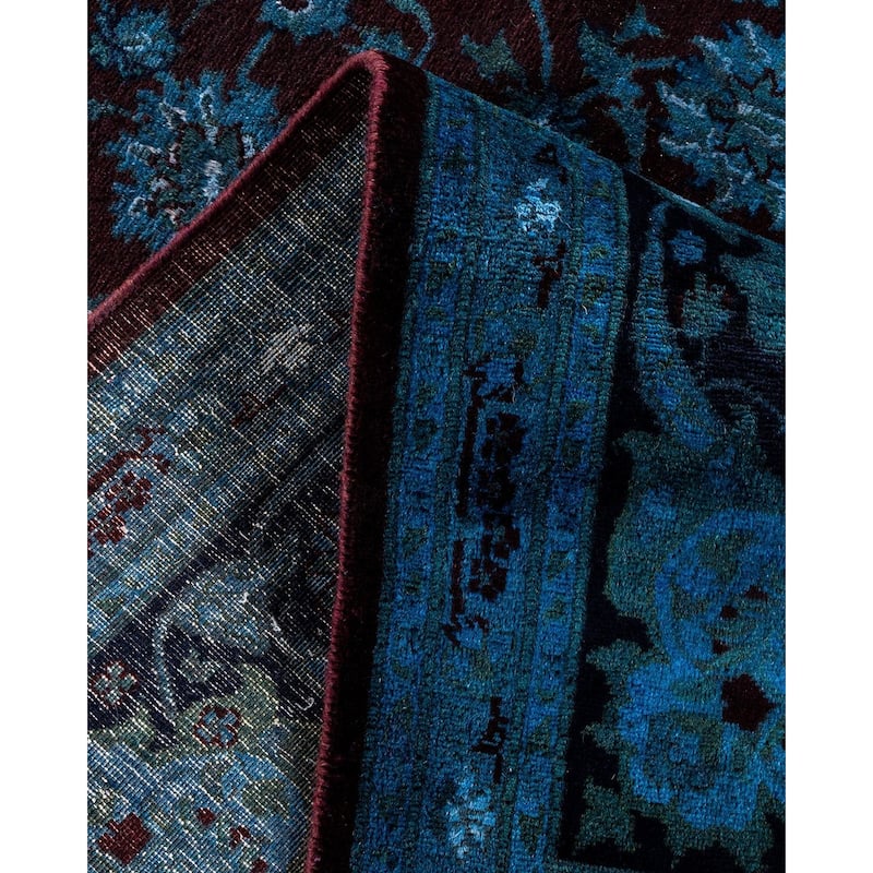 Overton Hand Knotted Wool Vintage Inspired Modern Contemporary Overdyed Blue Area Rug - 8' 1" x 10' 5"