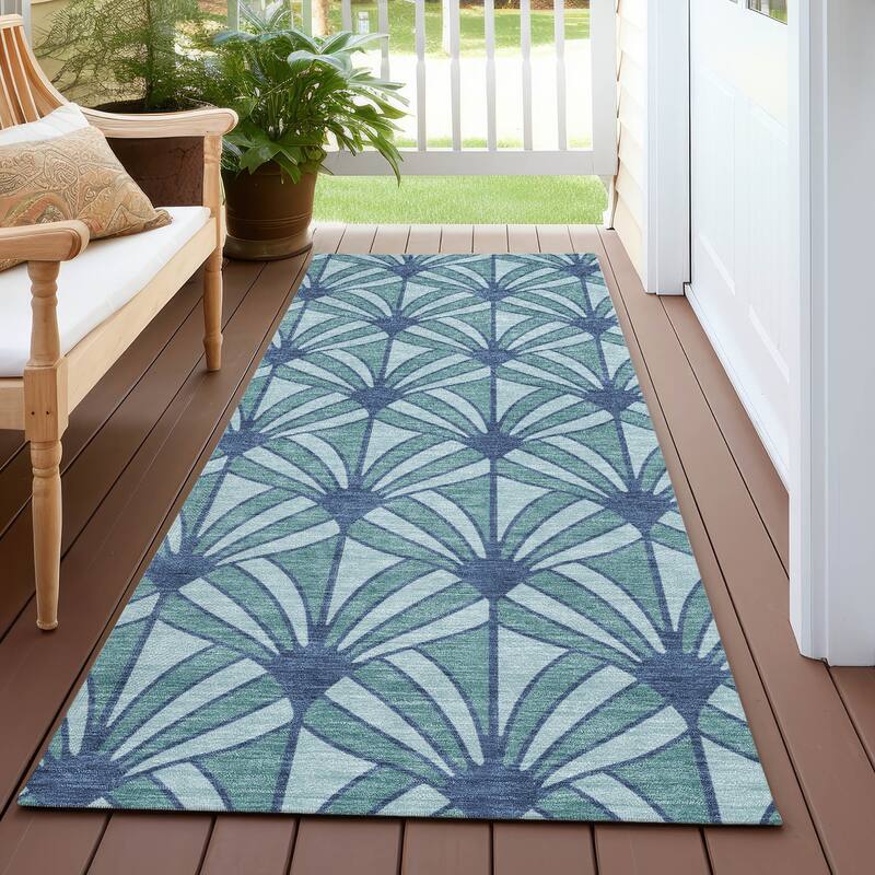 Machine Washable Indoor/ Outdoor Casual Kim Chantille Rug - Teal - 2'3" x 7'6"