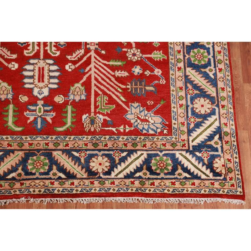 Hand Knotted Oriental 100% Wool Carpet Traditional Geometric Red Heriz (serapi) Area Rug - 11' 9'' X 8' 10''