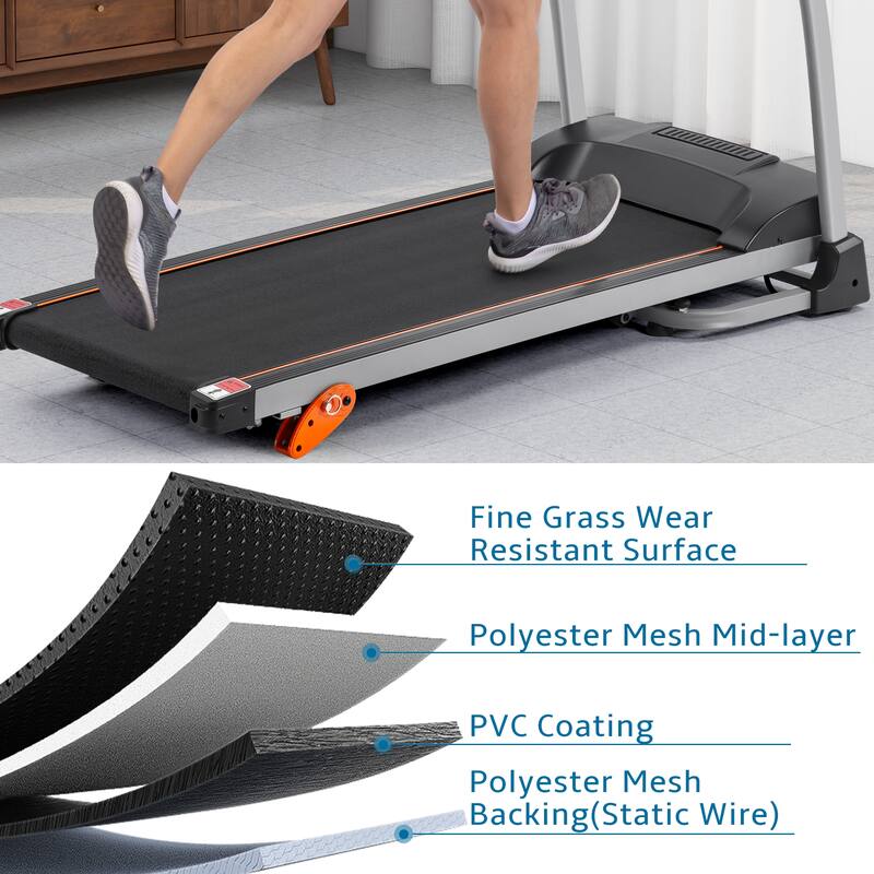 3 Incline Folding Treadmill Compact Jogging Walking Machine w12 Programs, LED Display, Heart Monitor, 2.5HP Portable Treadmill