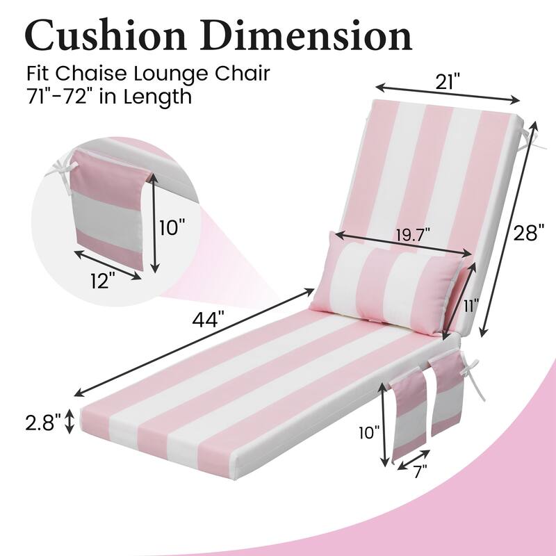 Outdoor Lounge Chair Cushions Patio Chaise Lounge Chair Seat Cushion with Pillow