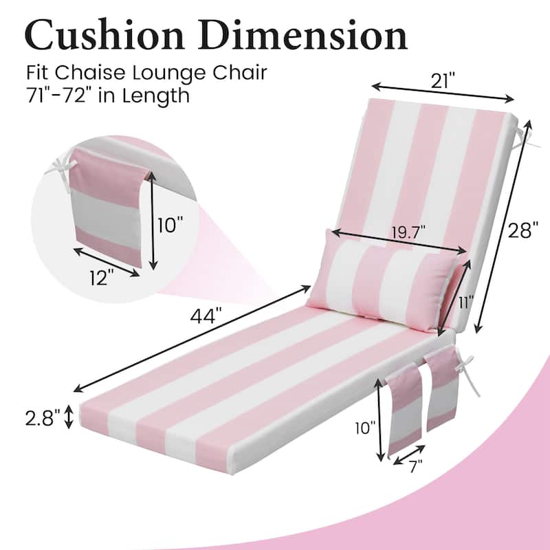 Outdoor Patio Chaise Lounge Chair Seat Cushions with Pillow